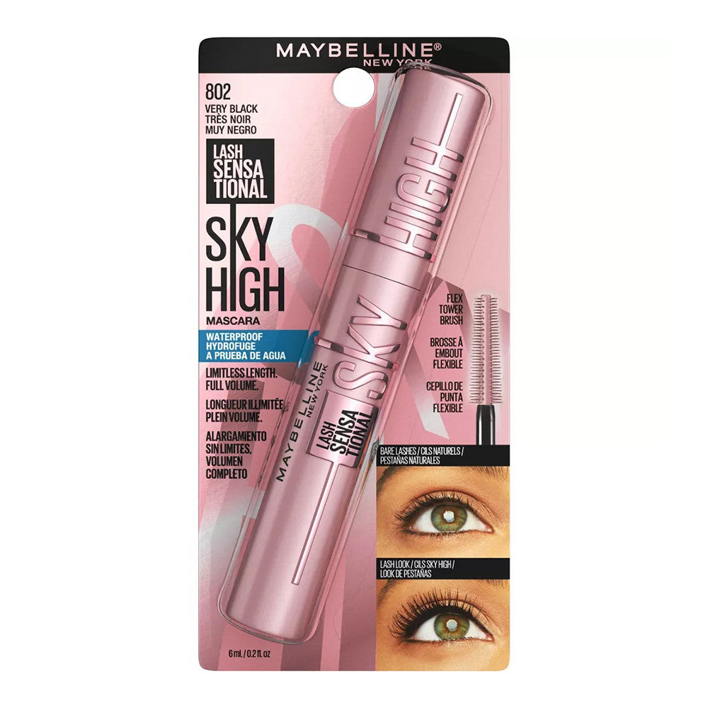 Maybelline Lash Sensational Sky High Lengthening Mascara, Waterproof Very Black, 0.2 Oz